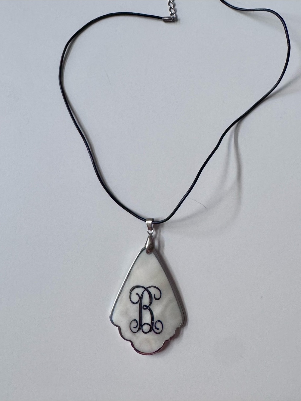 Personalized Initial 'B' White Enamel Pendant Necklace - Women's Costume Jewelry